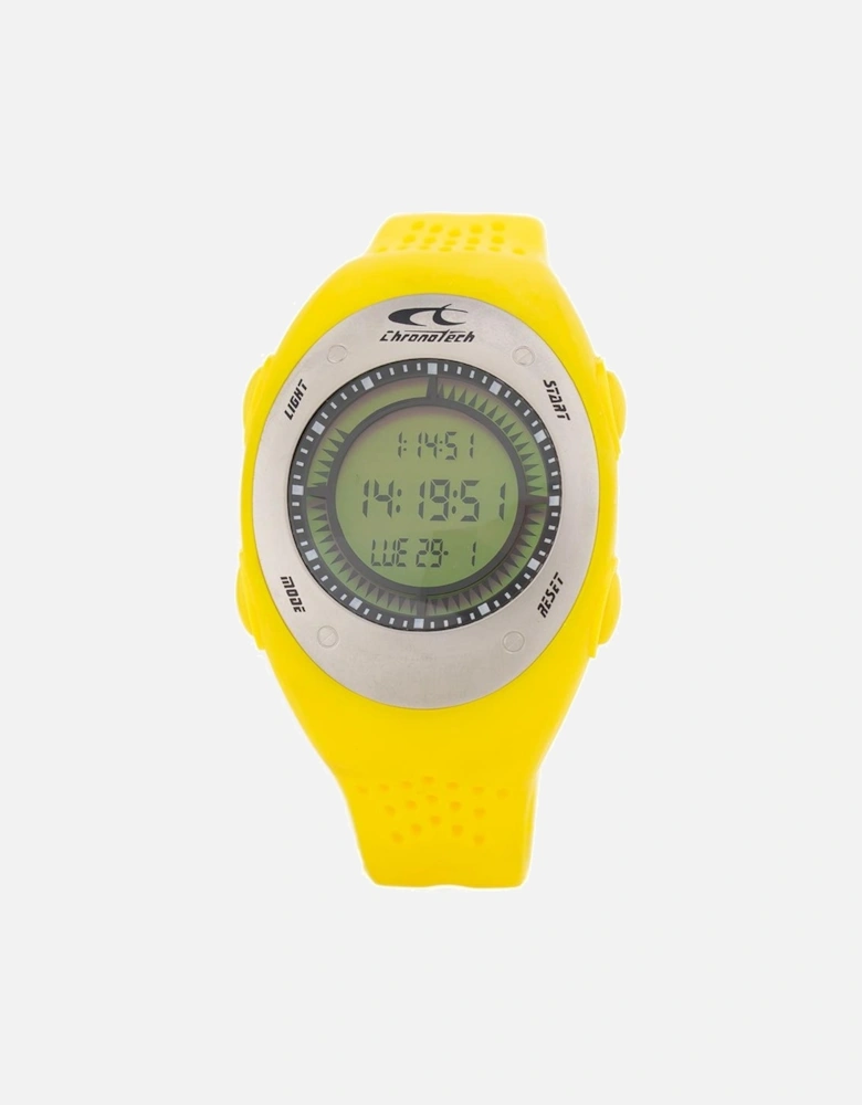 Quartz Digital Rubber Case Watch with Buckle Clasp Unisex - Yellow