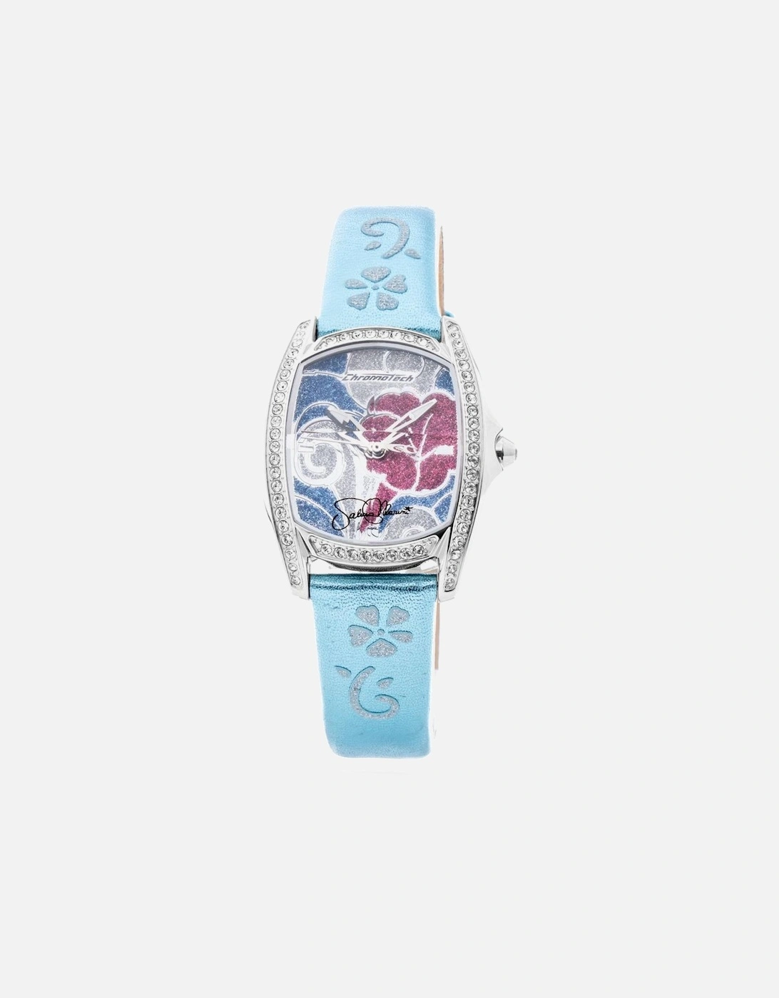 Steel Case Quartz Analog Watch with Leather Bracelet Women - Blue, 3 of 2