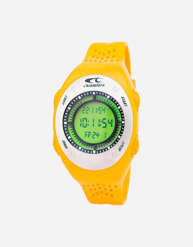 Quartz Digital Rubber Case Watch with Green Dial Unisex - Orange