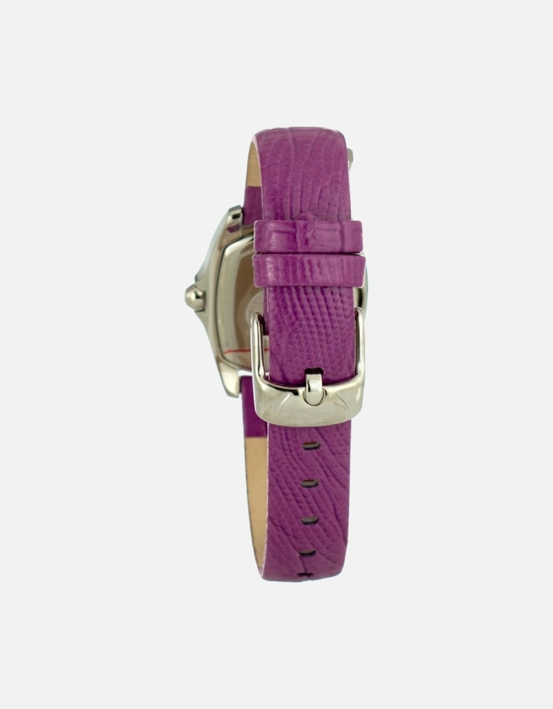 Quartz Analog Steel Case Leather Bracelet Watch Women - Purple Watches