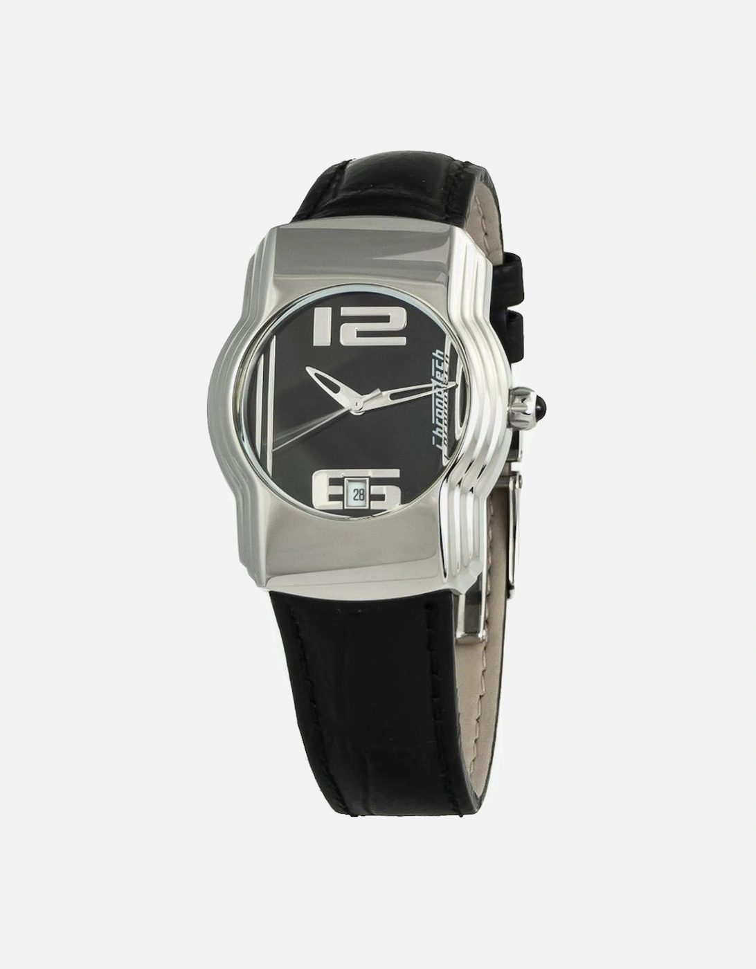Quartz Steel Case Leather Bracelet Analog Watch Women - Black Watches, 3 of 2