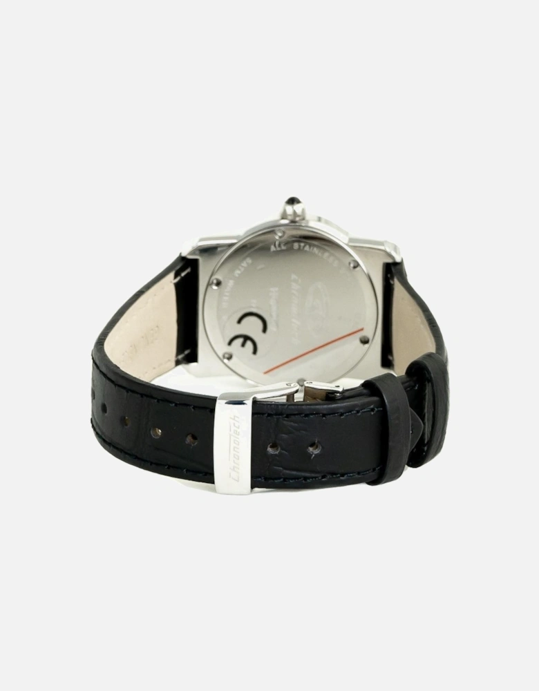 Quartz Steel Case Leather Bracelet Analog Watch Women - Black Watches