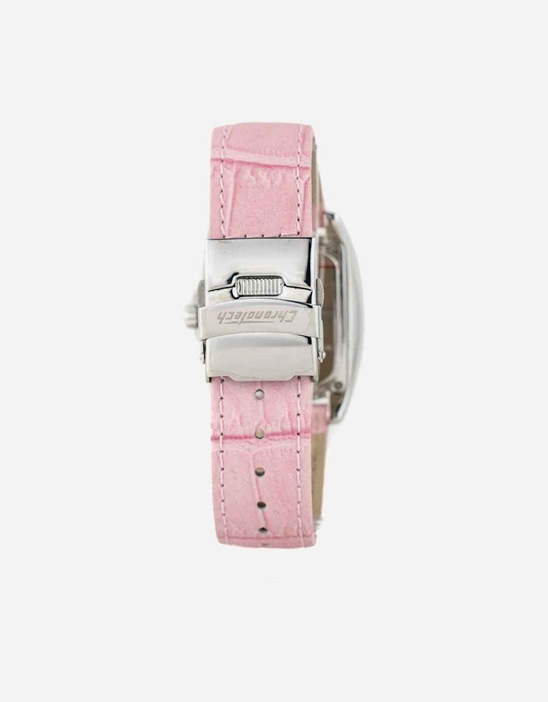 Stainless Steel Case Quartz Analog Watch with Leather Bracelet Women -