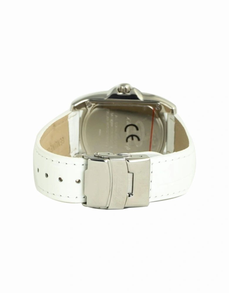 Quartz Analog Steel Case Leather Bracelet Watch Women - White Watches