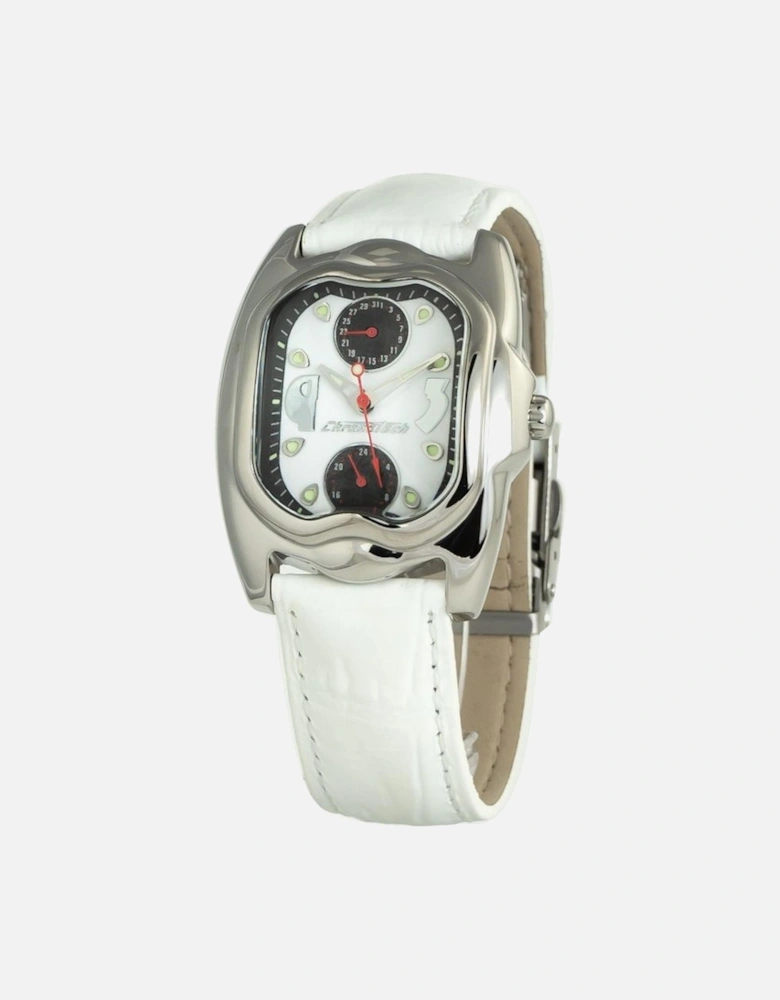 Quartz Analog Steel Case Leather Bracelet Watch Women - White Watches