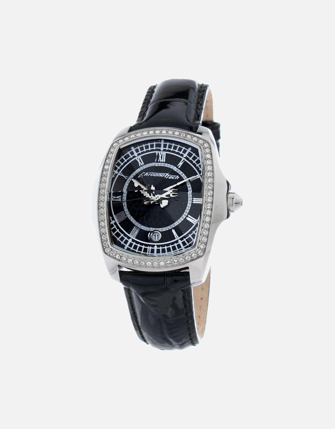 Quartz Analog Steel Case Leather Bracelet Watch Women - Black Watches, 3 of 2
