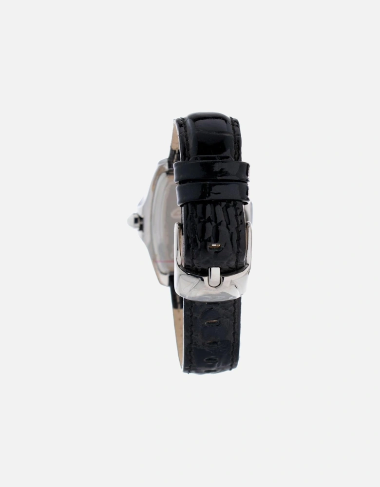 Quartz Analog Steel Case Leather Bracelet Watch Women - Black Watches