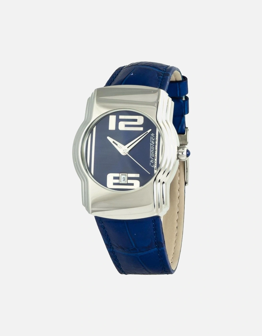 Quartz Steel Case Leather Bracelet Analog Watch Women - Blue Watches, 3 of 2