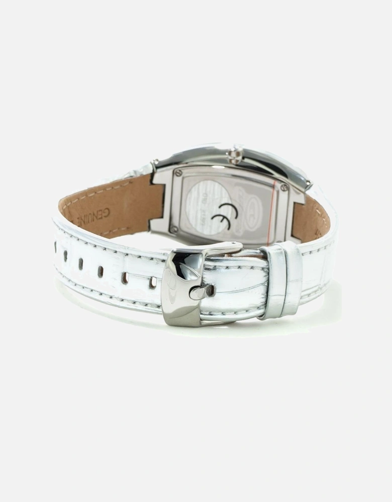 Quartz Analog Steel Case Leather Bracelet Watch Women - Silver Watches