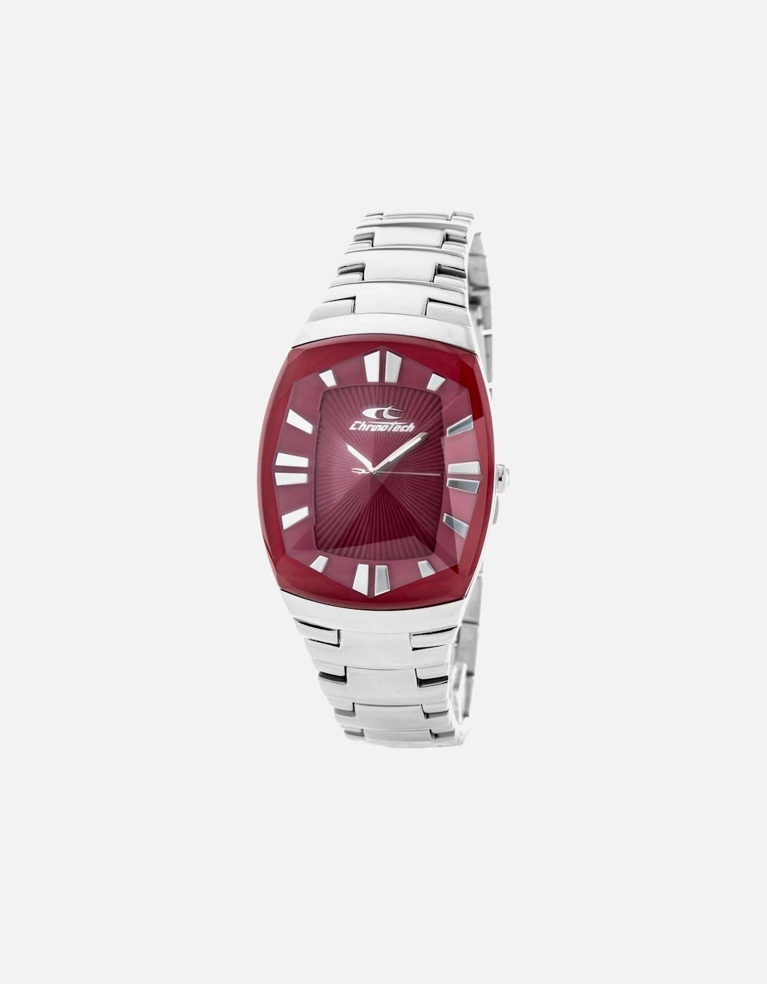 Steel Quartz Analog Watch with Red Dial Women - Silver Watches, 3 of 2