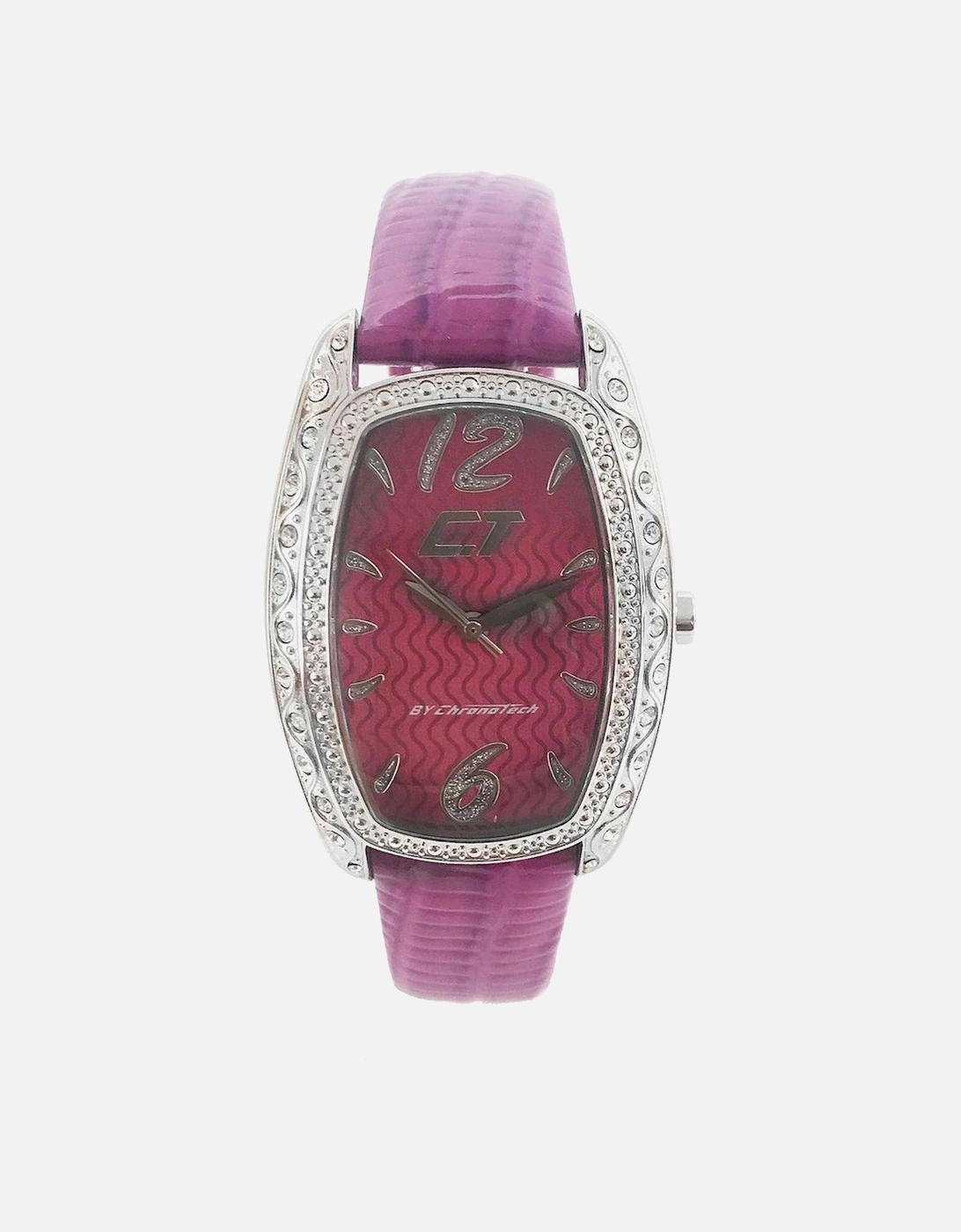 Quartz Analog Steel Case Leather Bracelet Watch Women - Purple Watches
