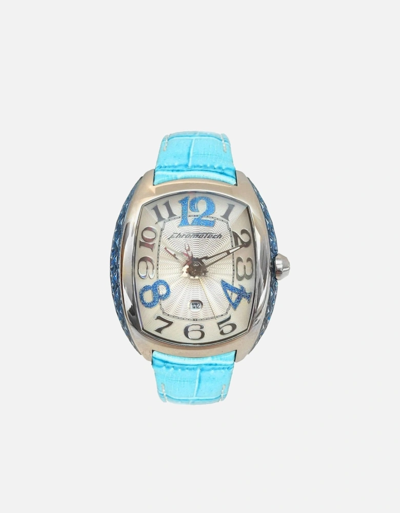 Steel Case Quartz Analog Leather Strap Watch Women - Blue Watches