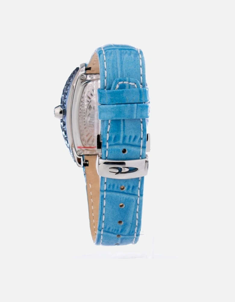 Steel Case Quartz Analog Leather Strap Watch Women - Blue Watches
