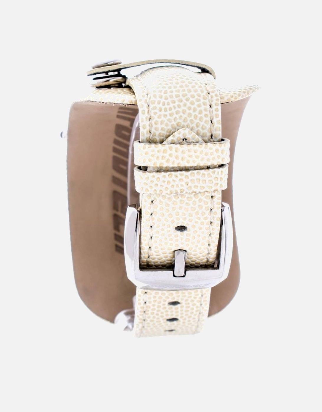 Quartz Analog Steel Case Leather Bracelet Watch Unisex - Beige Unisex