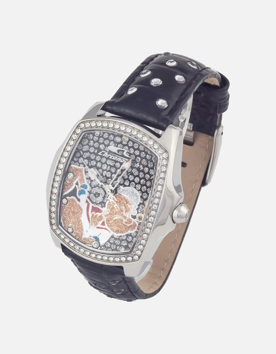 Steel Case Quartz Analog Watch with Leather Bracelet Women - Black, 3 of 2
