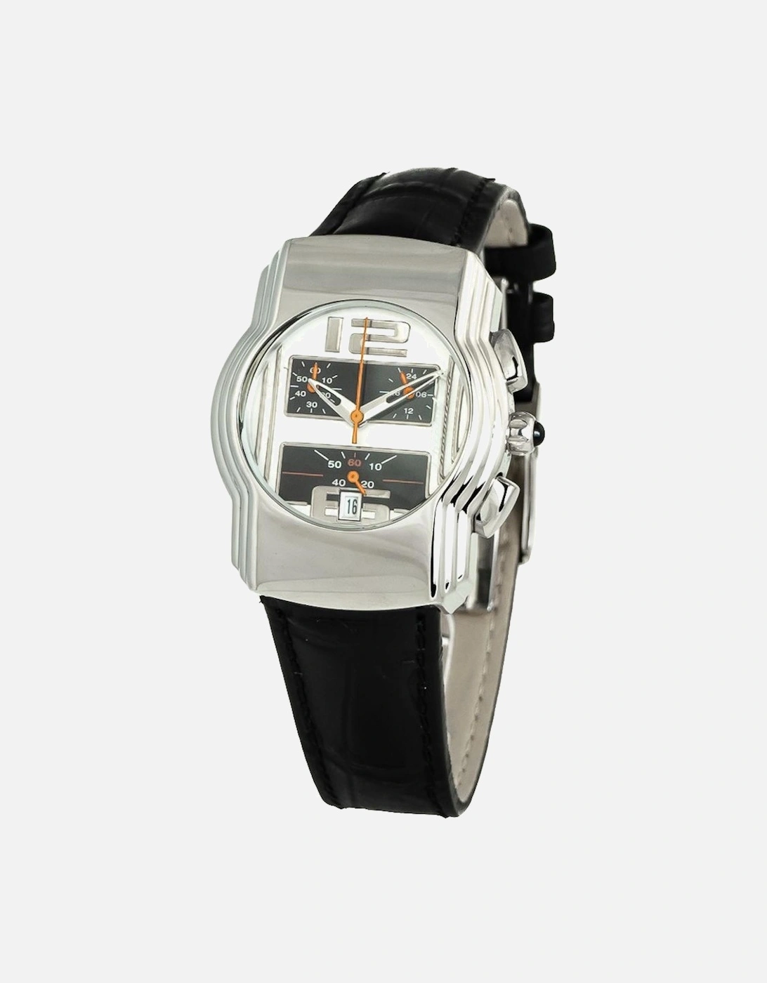 Quartz Analog Steel Case Leather Bracelet Watch Women - Black Watches, 3 of 2