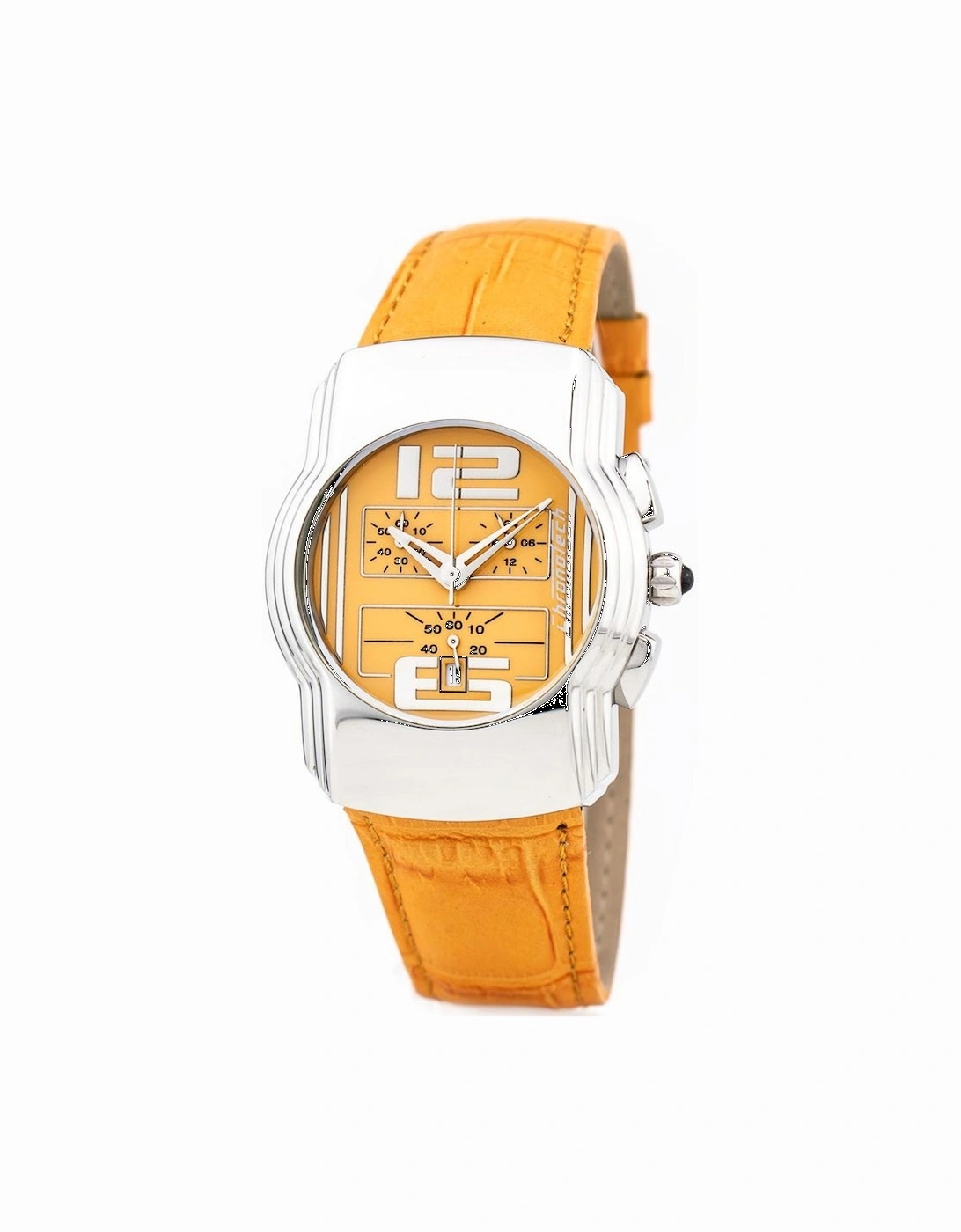 Steel Case Quartz Analogue Watch with Leather Bracelet Unisex - Orange, 3 of 2
