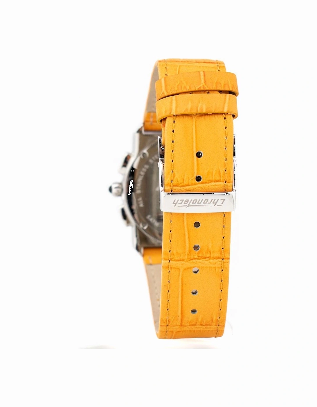 Steel Case Quartz Analogue Watch with Leather Bracelet Unisex - Orange