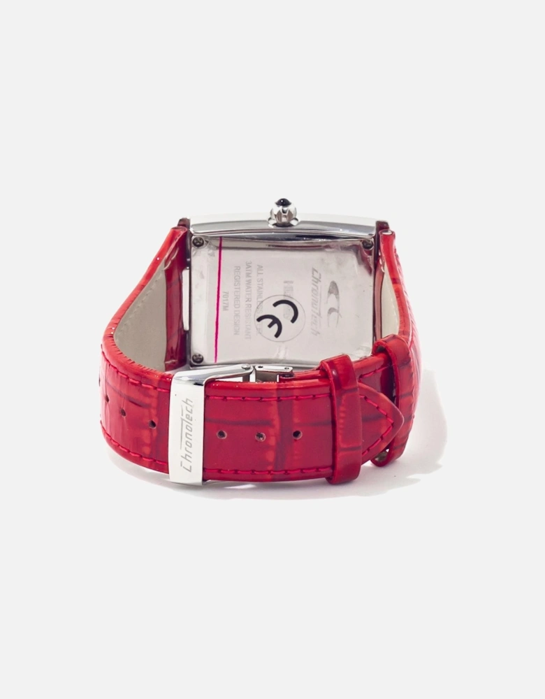 Quartz Analog Steel Case Leather Bracelet Watch Unisex - Red Unisex