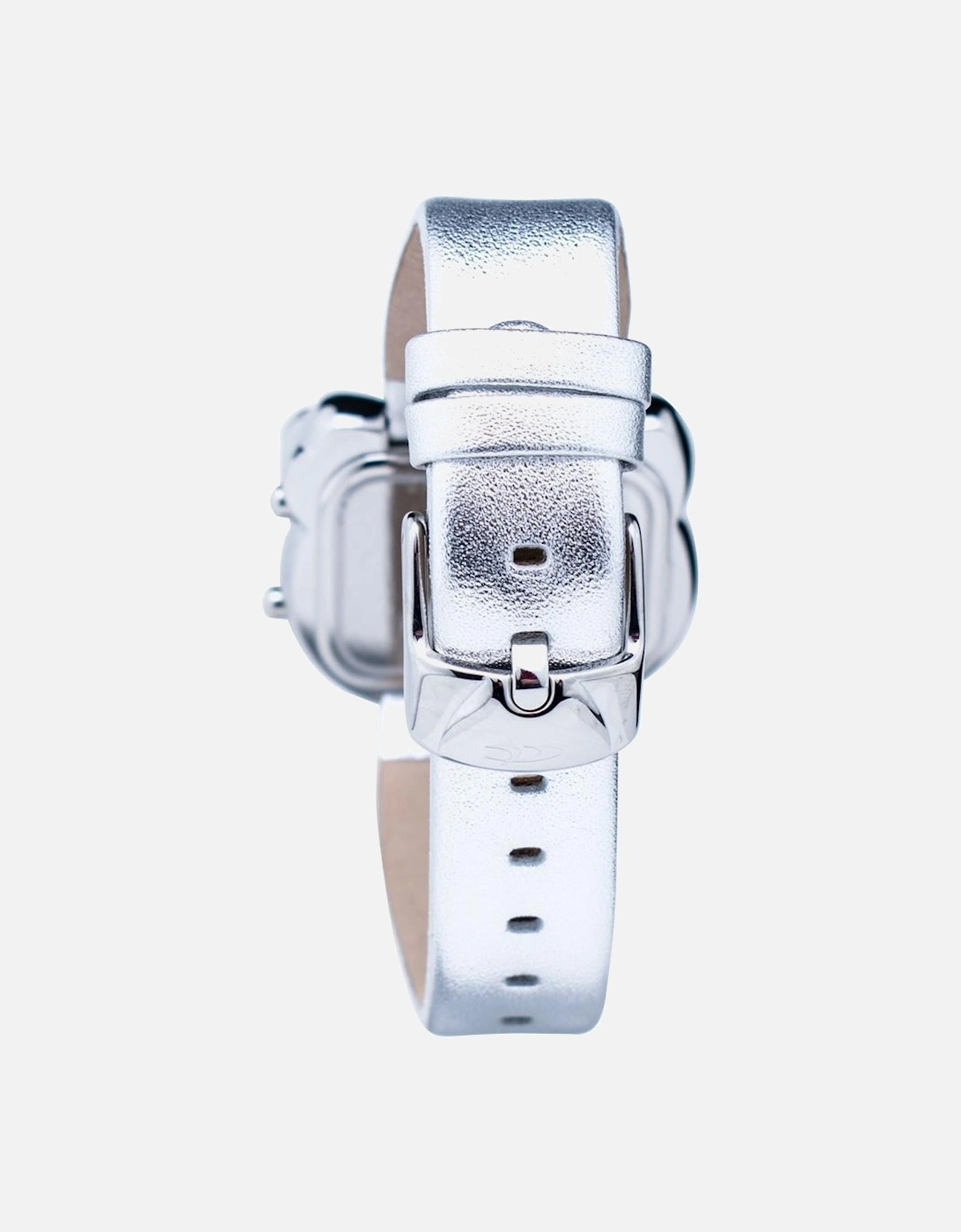 Quartz Digital Steel Case Leather Bracelet Watch Women - Silver