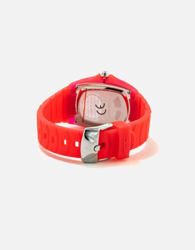 Quartz Analog Polycarbonate Case Rubber Strap Watch Women - Red