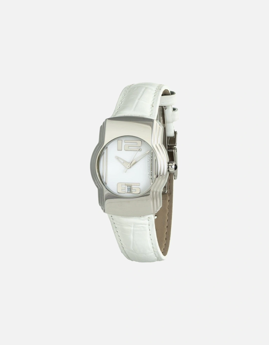 Steel Case Quartz Analogue Watch with Leather Bracelet Women - White, 3 of 2