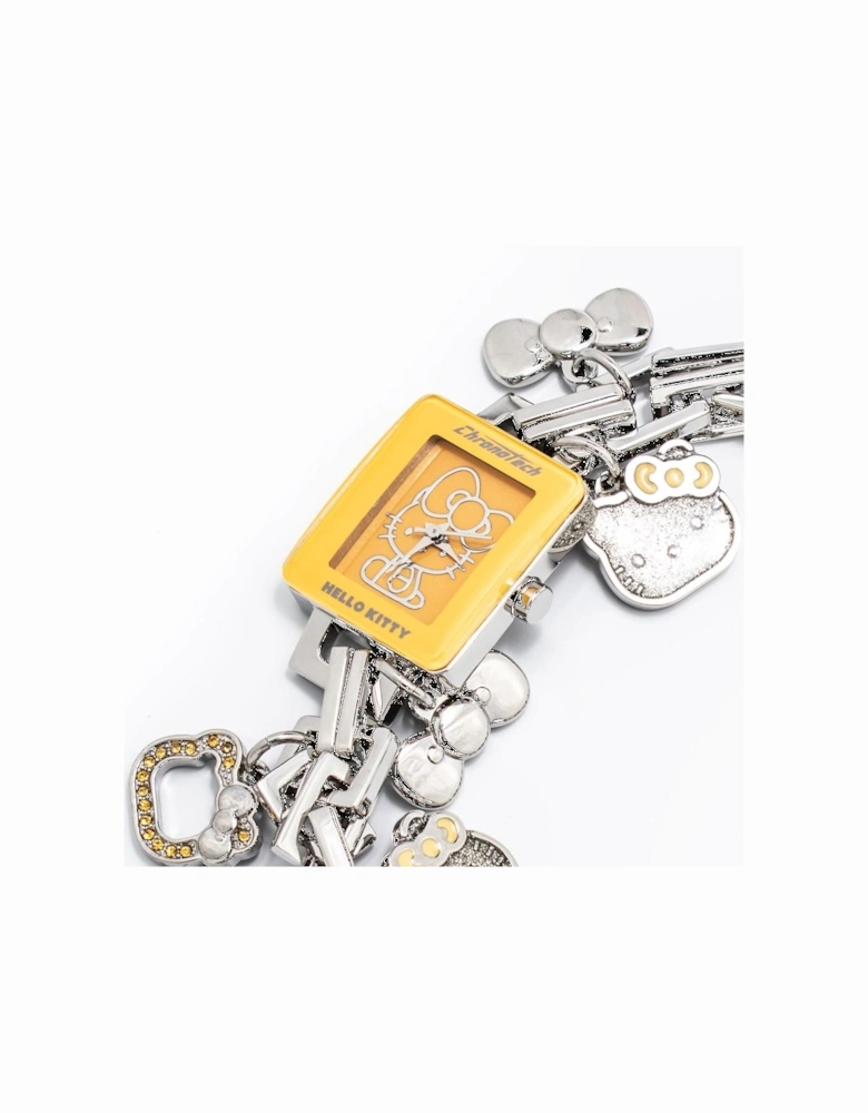 Steel Quartz Analog Watch with Orange Dial Women - Silver Watches