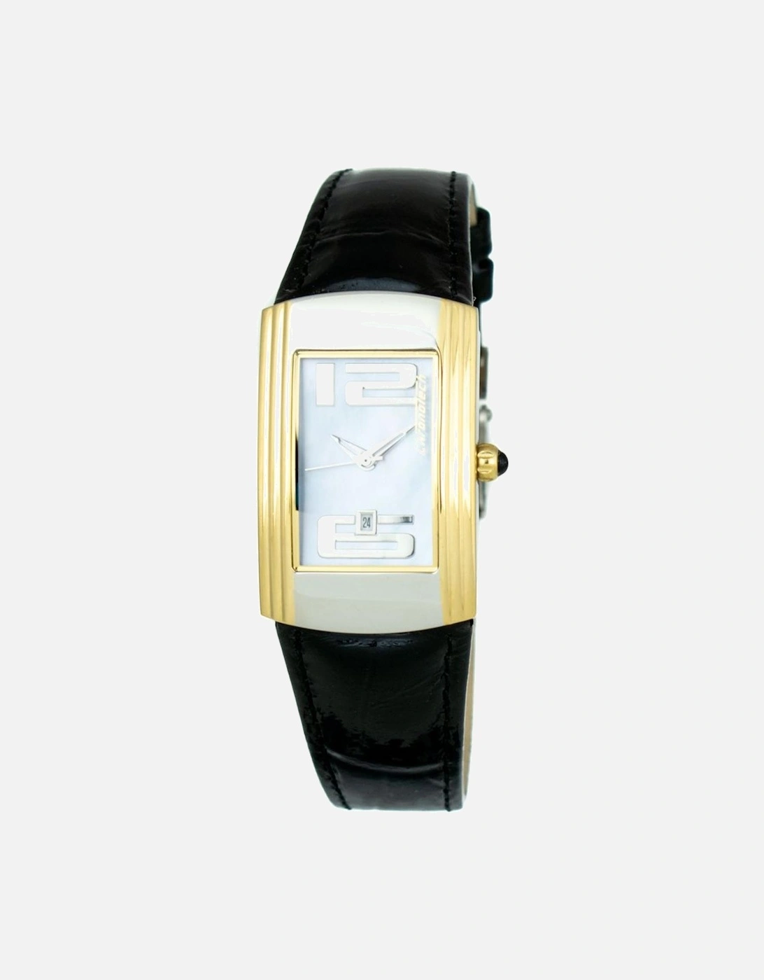 Steel Case Quartz Analog Watch with Leather Bracelet Women - Black, 3 of 2