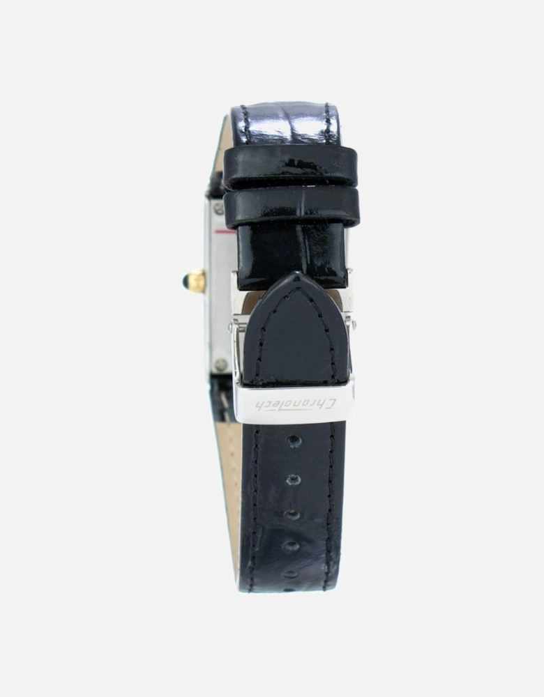 Quartz Analog Steel Case Leather Bracelet Watch Women - Black Watches
