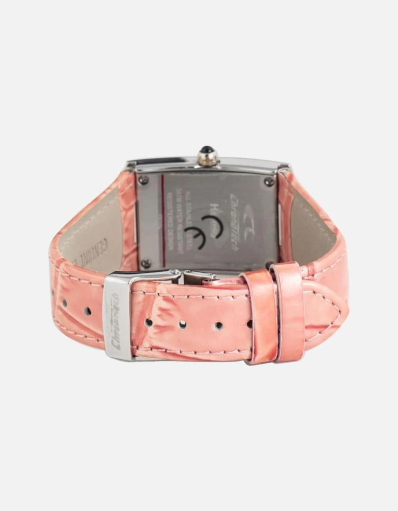Quartz Analog Steel Case Leather Strap Watch Women - Multicolor