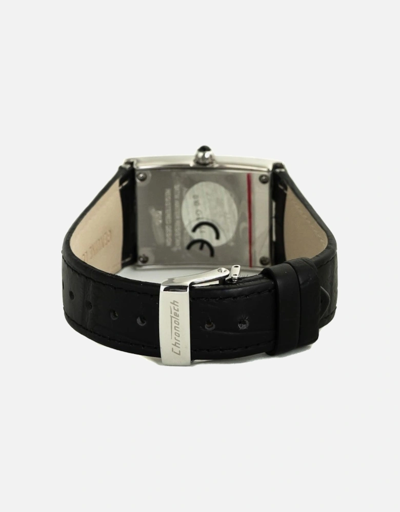 Quartz Analog Steel Case Leather Bracelet Watch Women - Black Watches
