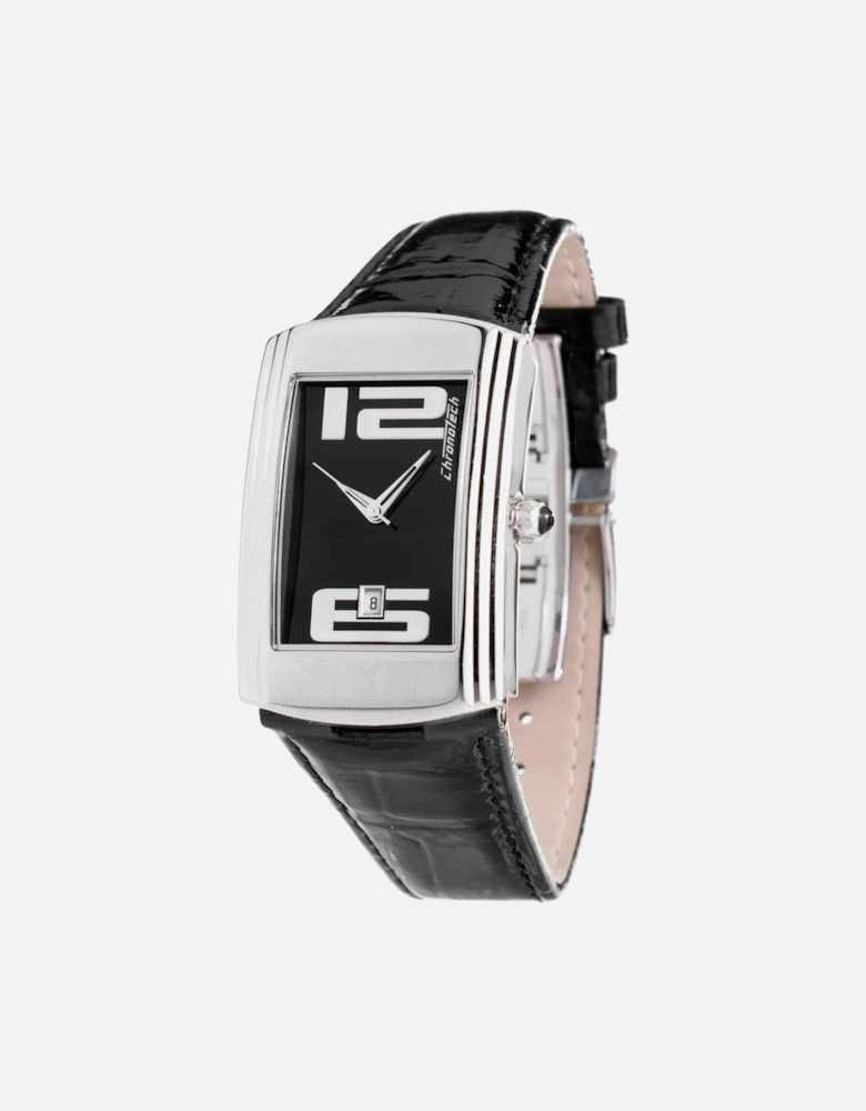 Quartz Analog Steel Case Leather Bracelet Watch Unisex - Black Unisex