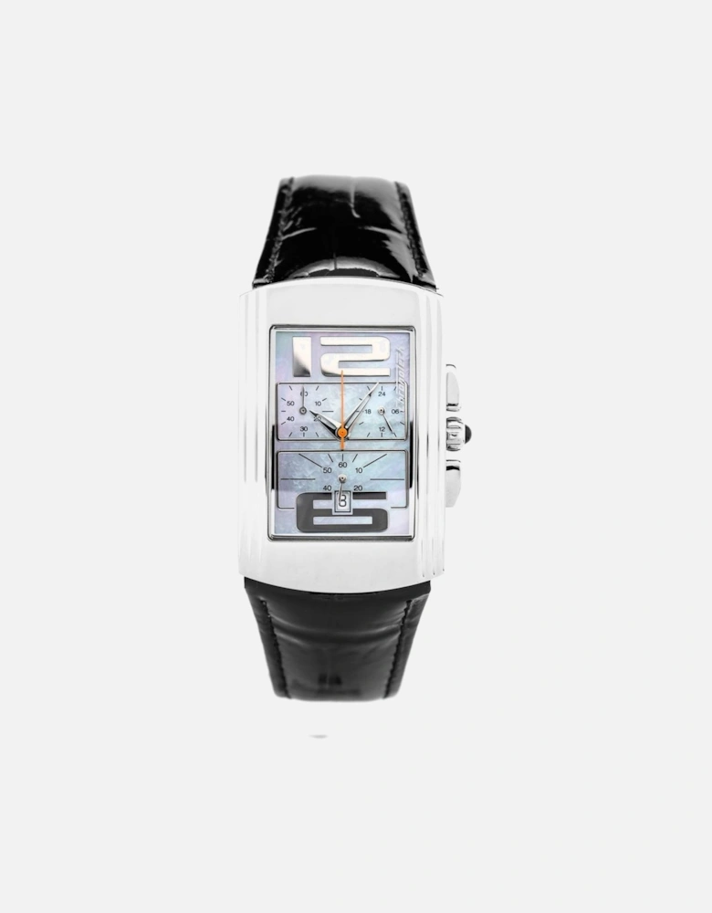 Quartz Analogue Steel Case Leather Bracelet Watch Unisex - Black