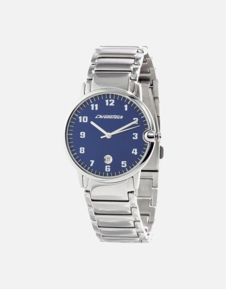Steel Analog Quartz Watch with Blue Dial Women - Silver Watches