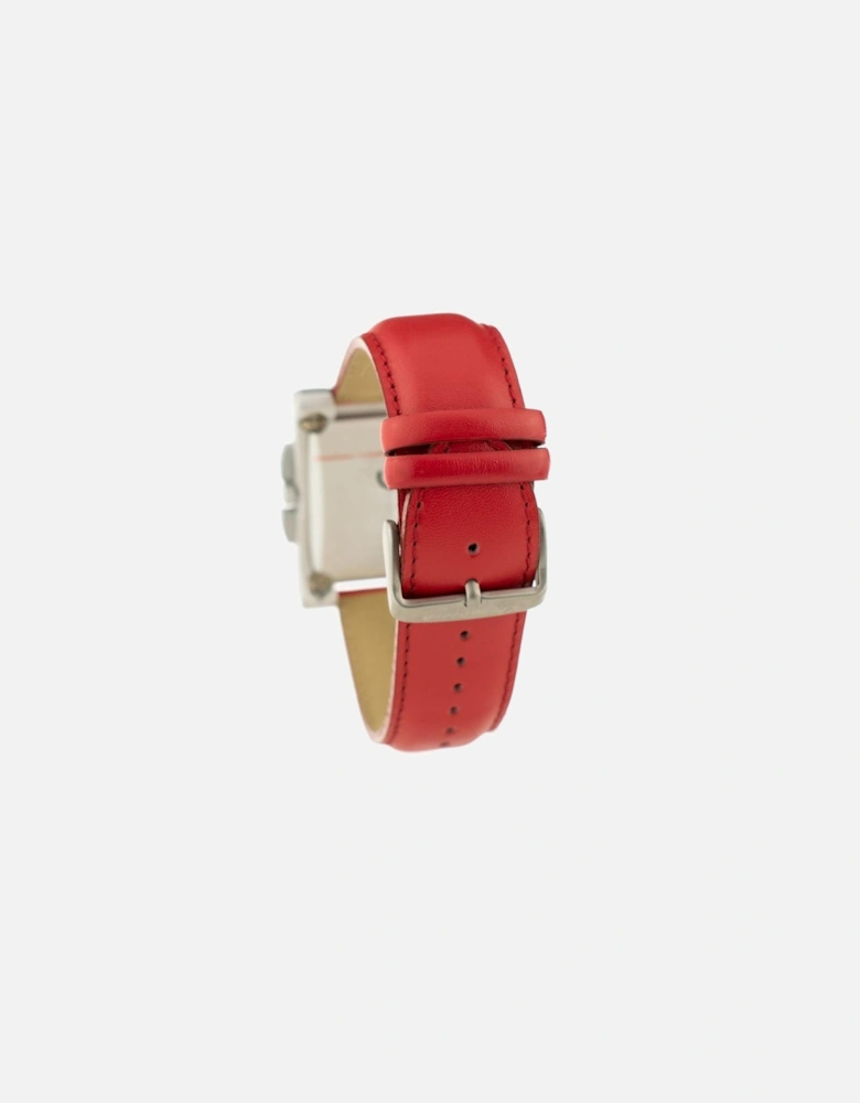 Quartz Steel Case Leather Bracelet Watch Unisex - Red Unisex Watches