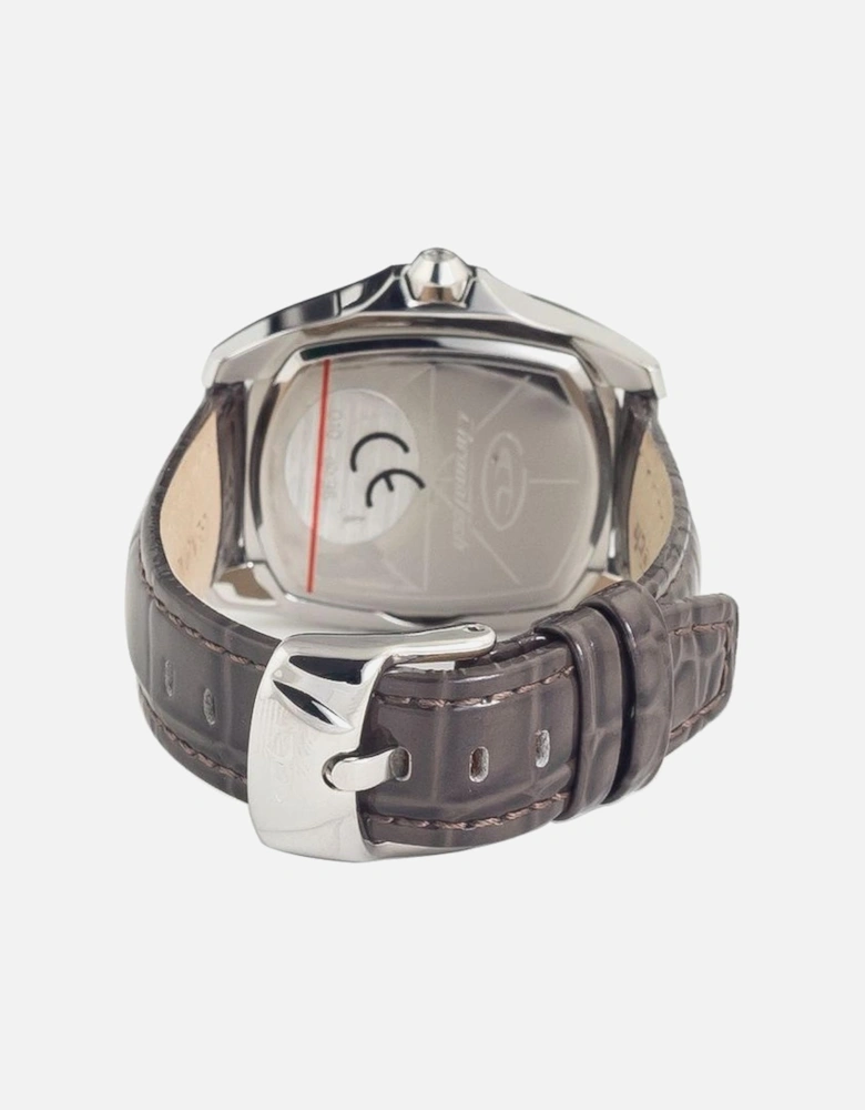 Steel Case Quartz Analog Watch with Leather Bracelet Women - Black