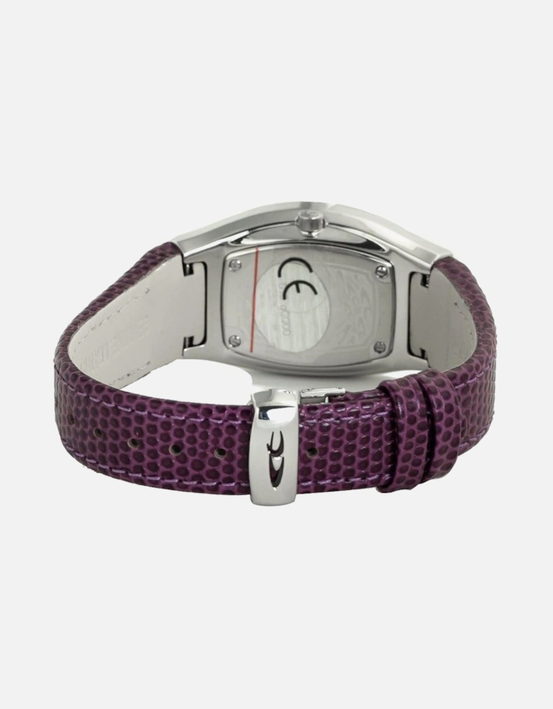 Quartz Analog Steel Case Leather Bracelet Watch Women - Purple Watches