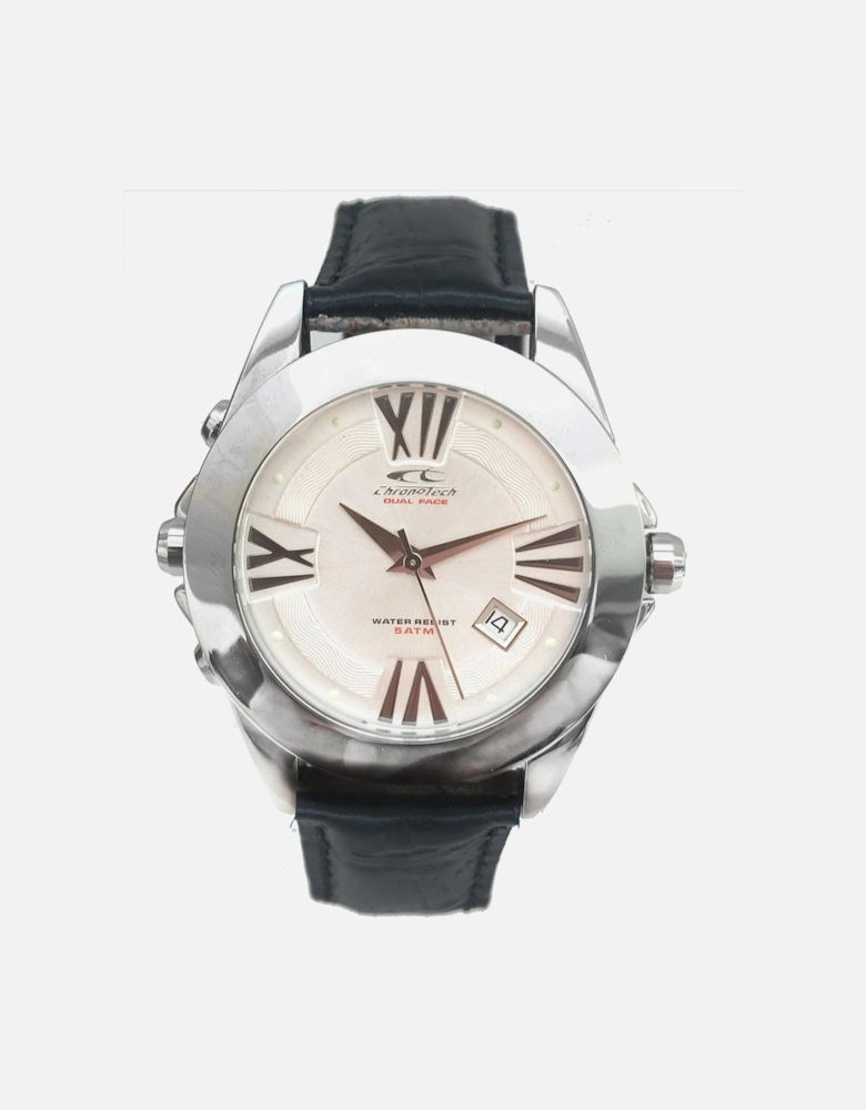 Quartz Analog Steel Case Leather Bracelet Watch Unisex - Multicolor