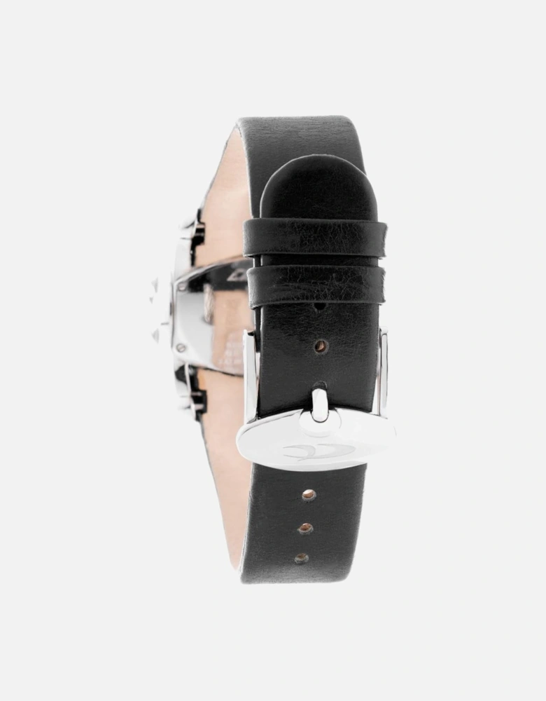 Steel Case Quartz Watch with Leather Bracelet Unisex - Black Unisex