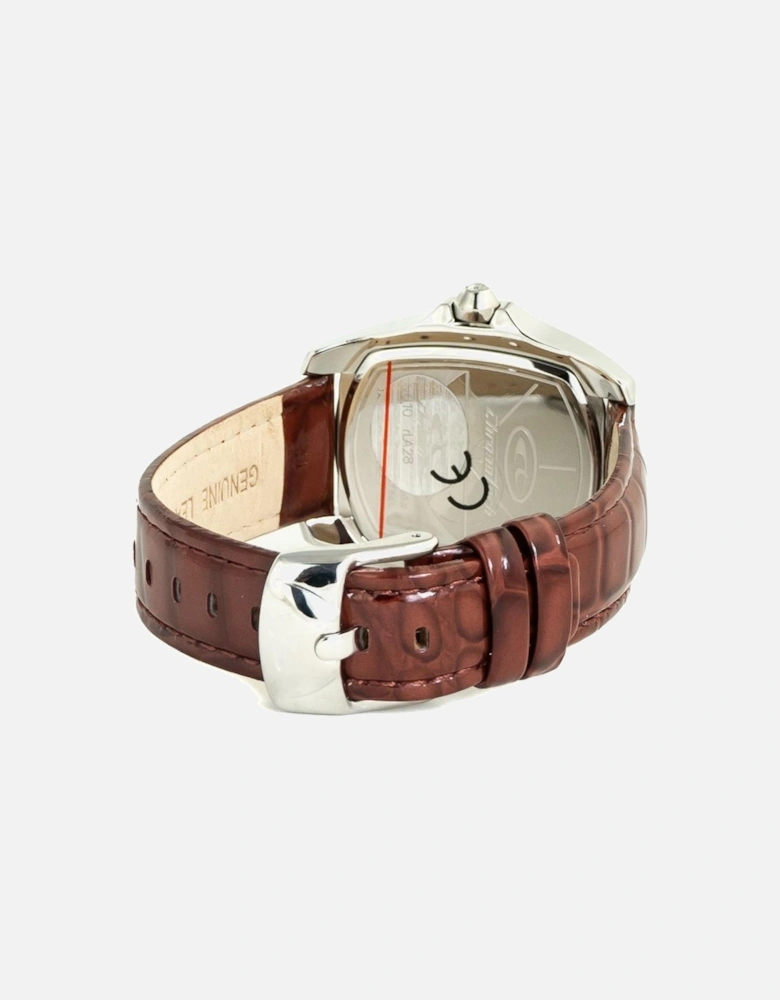 Quartz Analog Steel Case Leather Strap Watch Women - Brown Watches