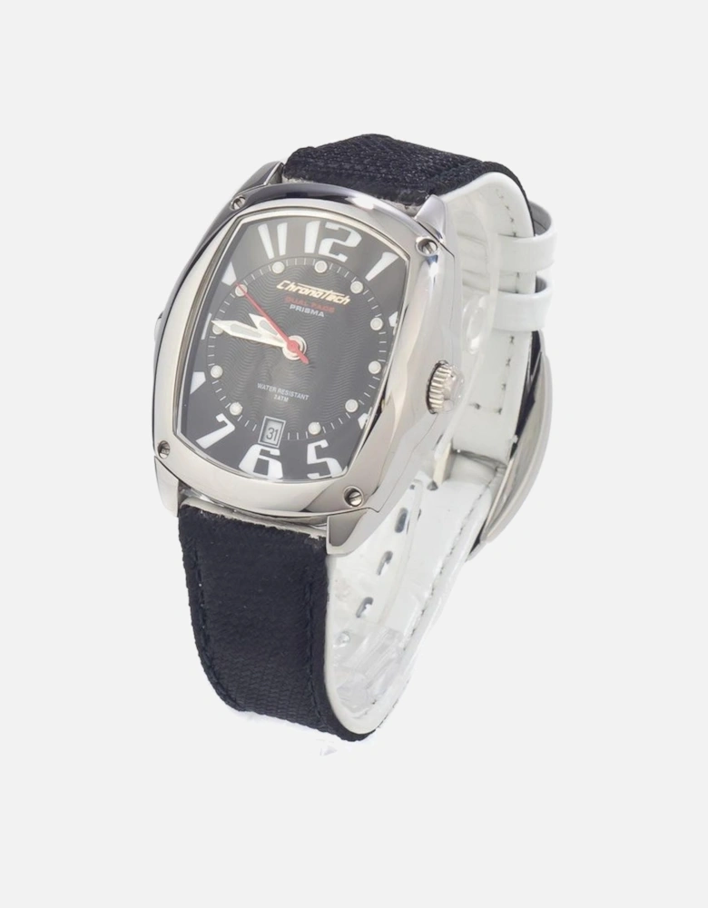 Steel Case Quartz Analog Watch with Leather Bracelet Women - Black