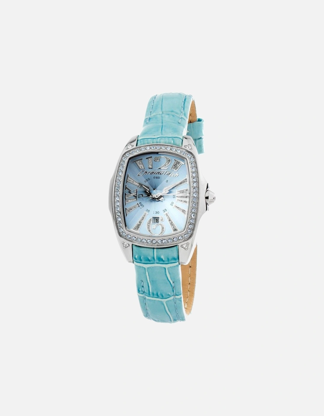 Steel Case Quartz Analog Watch with Leather Bracelet Women - Blue, 3 of 2