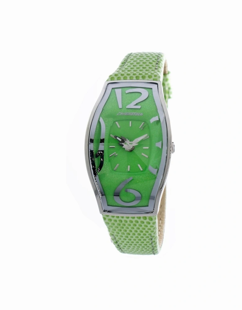 Quartz Analog Steel Case Leather Bracelet Watch Women - Green Watches
