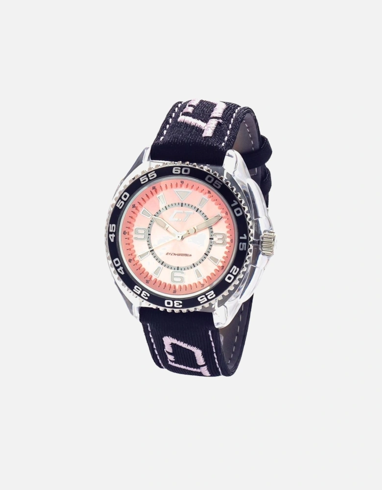 Transparent Polycarbonate Case Leather Strap Quartz Watch Unisex -