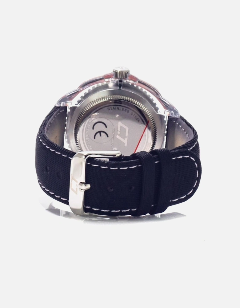 Transparent Polycarbonate Case Leather Strap Quartz Watch Unisex -