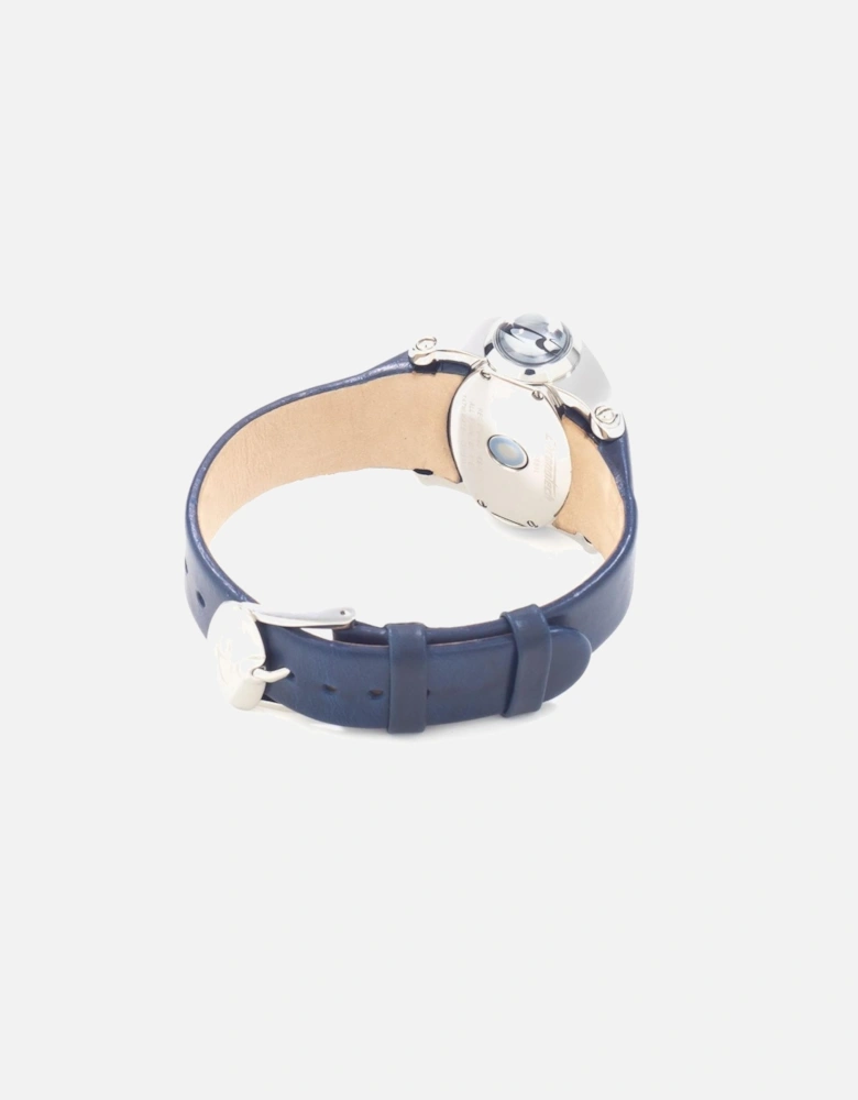 Steel Case Quartz Analog Leather Strap Watch Women - Blue Watches