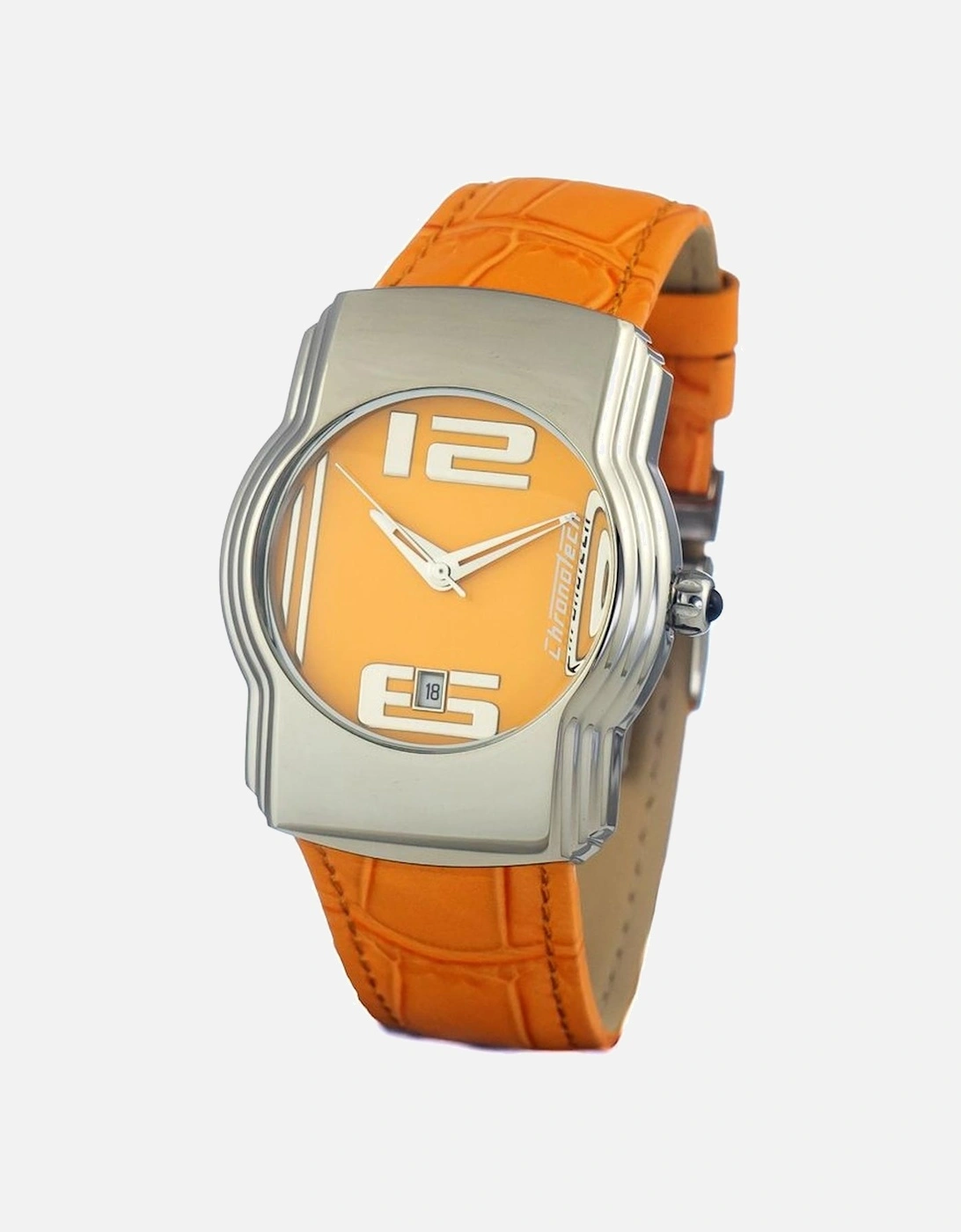 Quartz Steel Case Leather Strap Analog Watch Women - Orange Watches, 2 of 1