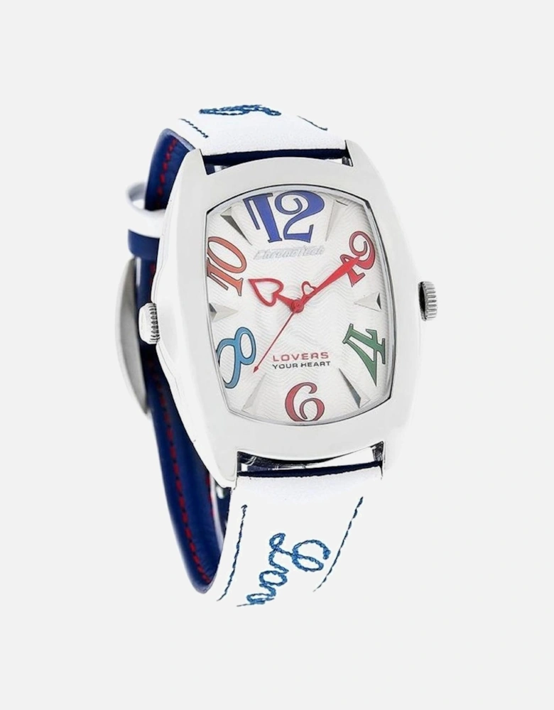 Steel Case Quartz Analog Watch with Leather Bracelet Unisex - Blue