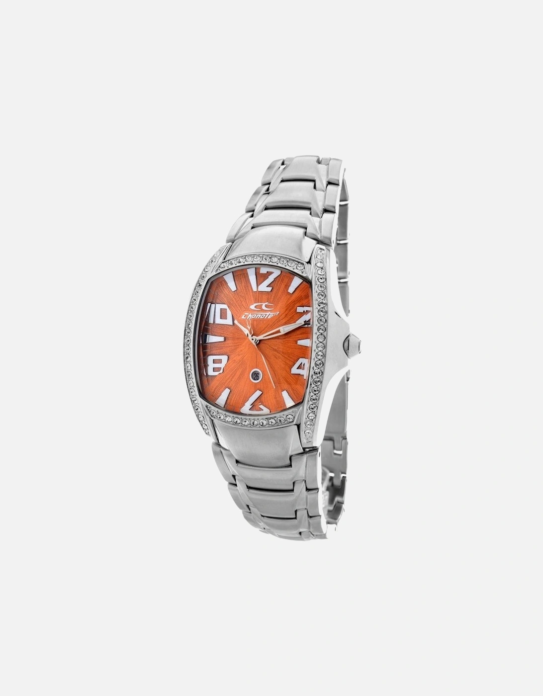 Quartz Analog Steel Case Watch with Orange Dial Women - Silver Watches, 3 of 2