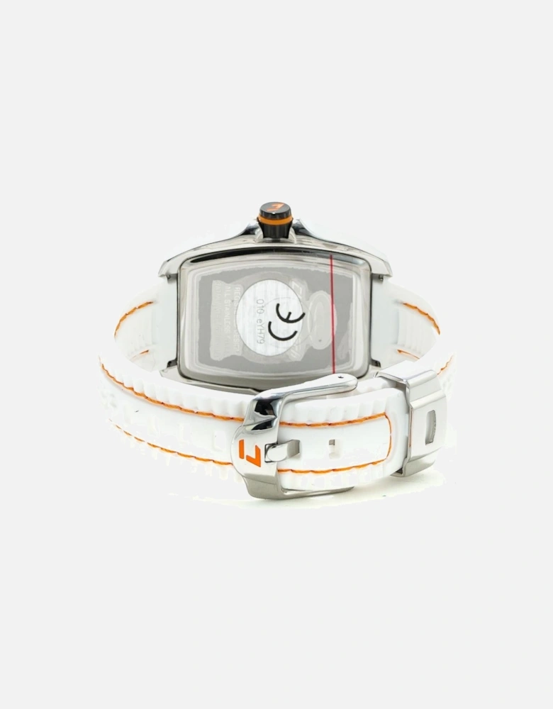 Quartz Analog Steel Case Rubber Strap Watch Women - White Watches